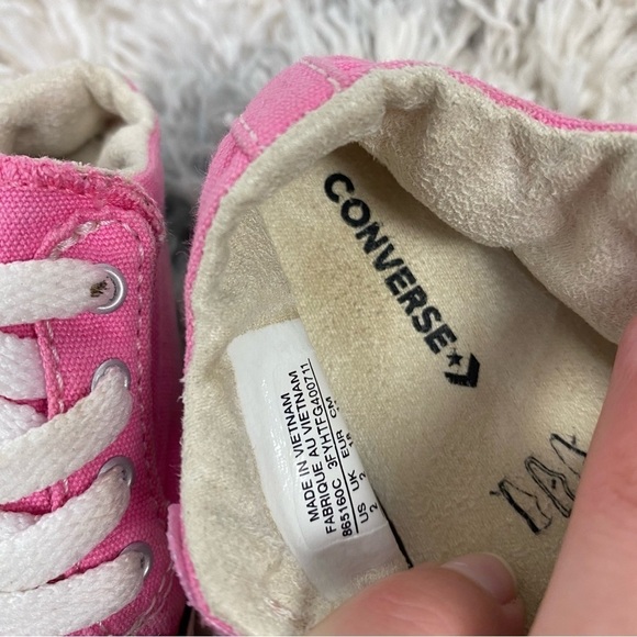 Baby Converse Pink Velcro Slip On Sneakers Chuck Taylors barbie - Picture 5 of 6